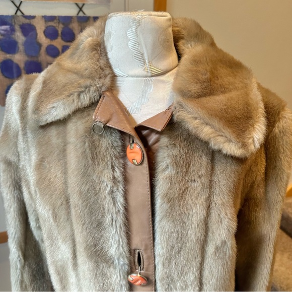 Tocci Imports Leather Faux Fur Jacket Coat -  England - Picture 4 of 11